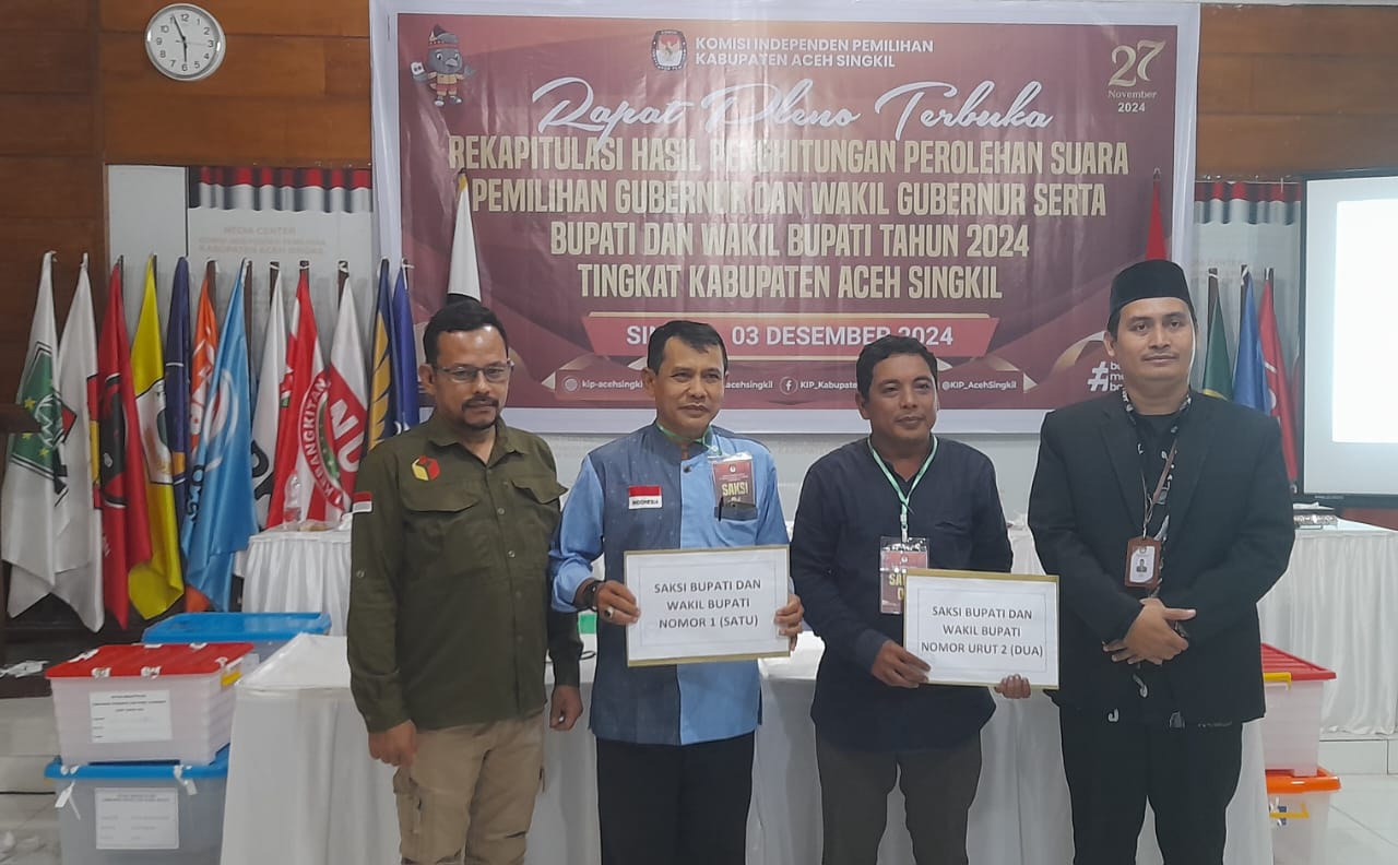 Rekapitulasi KIP Aceh Singkil, Suara Oyon-Hamzah Dan Mualem-Dek Fadh Unggul