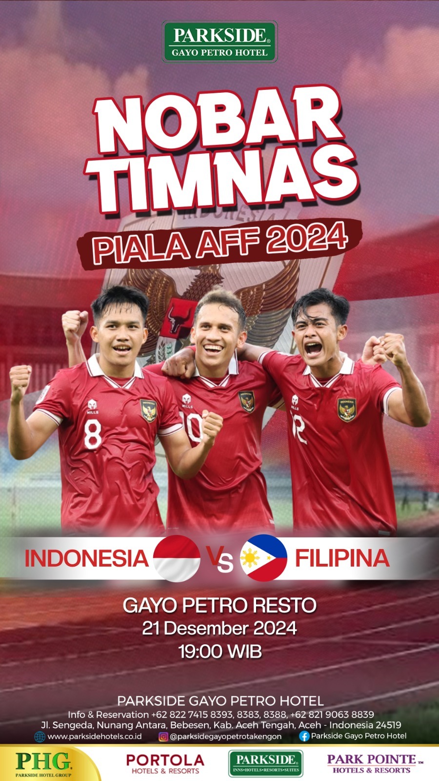 Parkside Gayo Petro Hotel Gelar Acara Nonton Bareng Piala AFF 2024 Matchday Indonesia VS Filipina