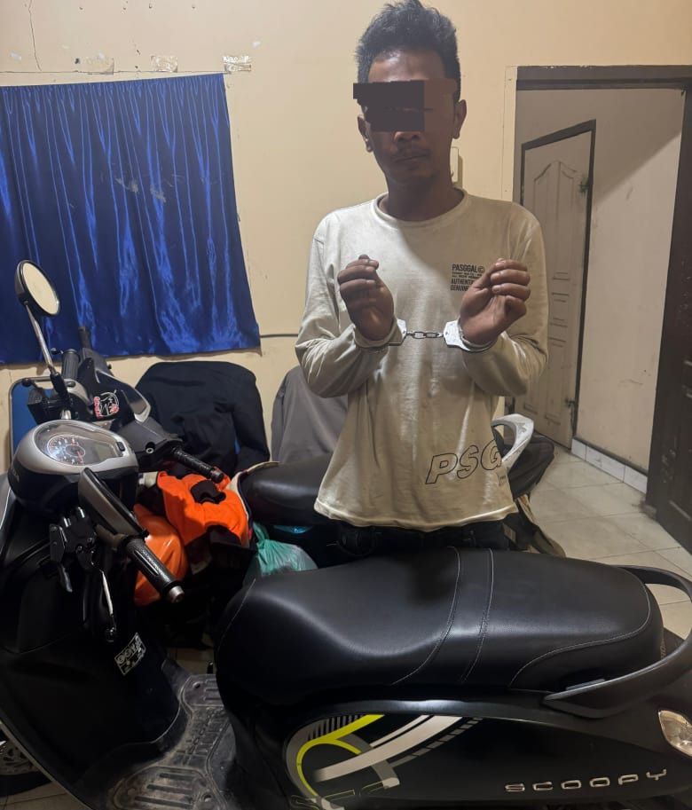 Larikan Sepeda Motor Kawan, Gondel Meringkuk Di RTP Polsek Limapuluh