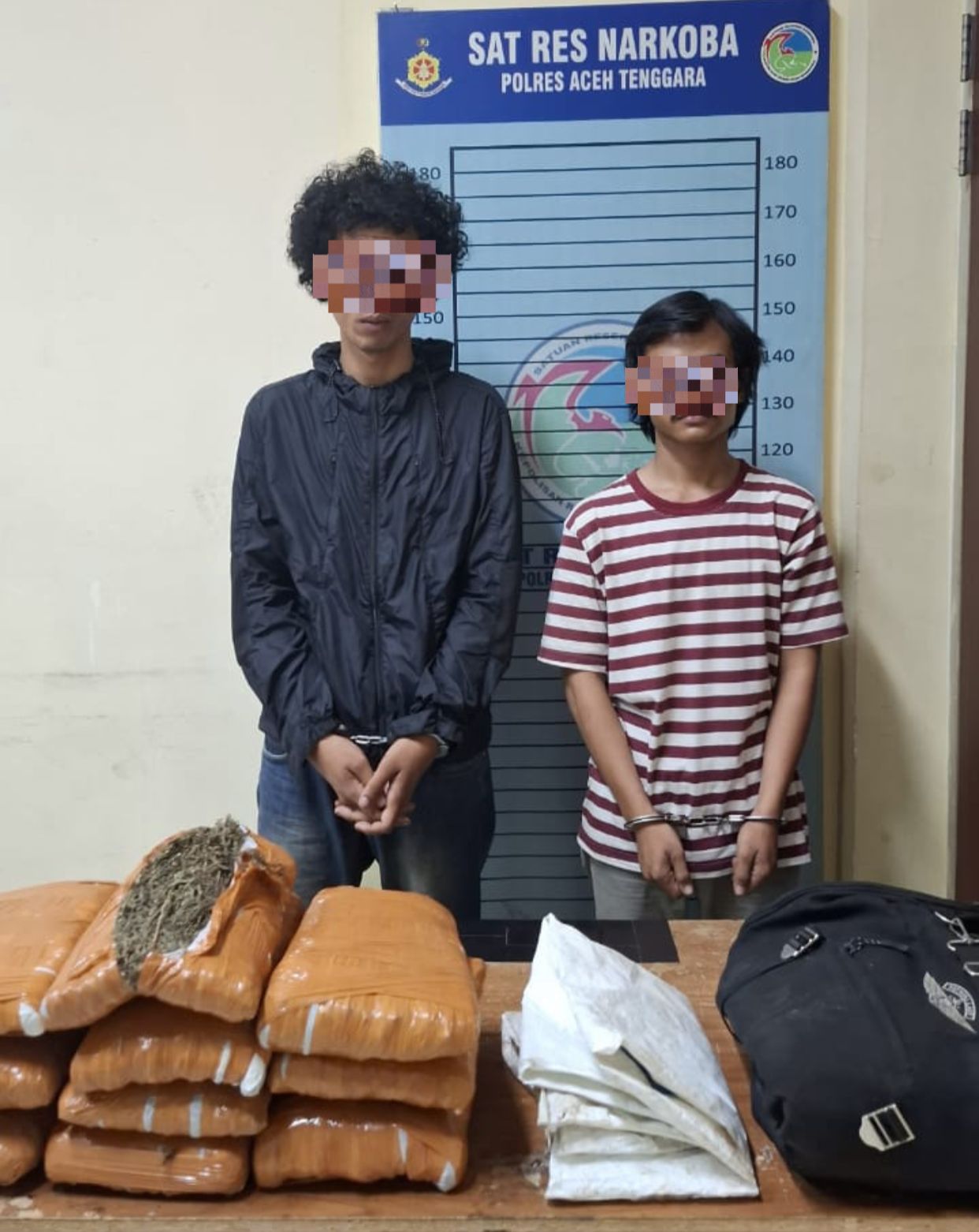 Sat Intelkam Polres Agara Amankan Dua Warga Sumut Bawa Ganja 10 Kg