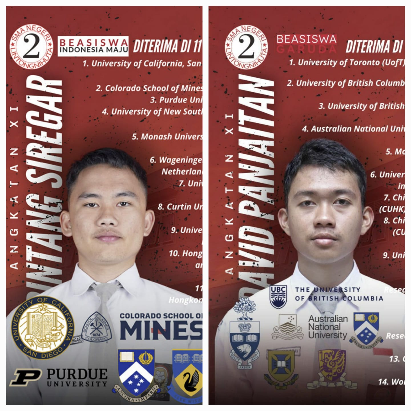 Dua Siswa SMAN 2 Lintongnihuta Diterima Di Universitas Top Dunia