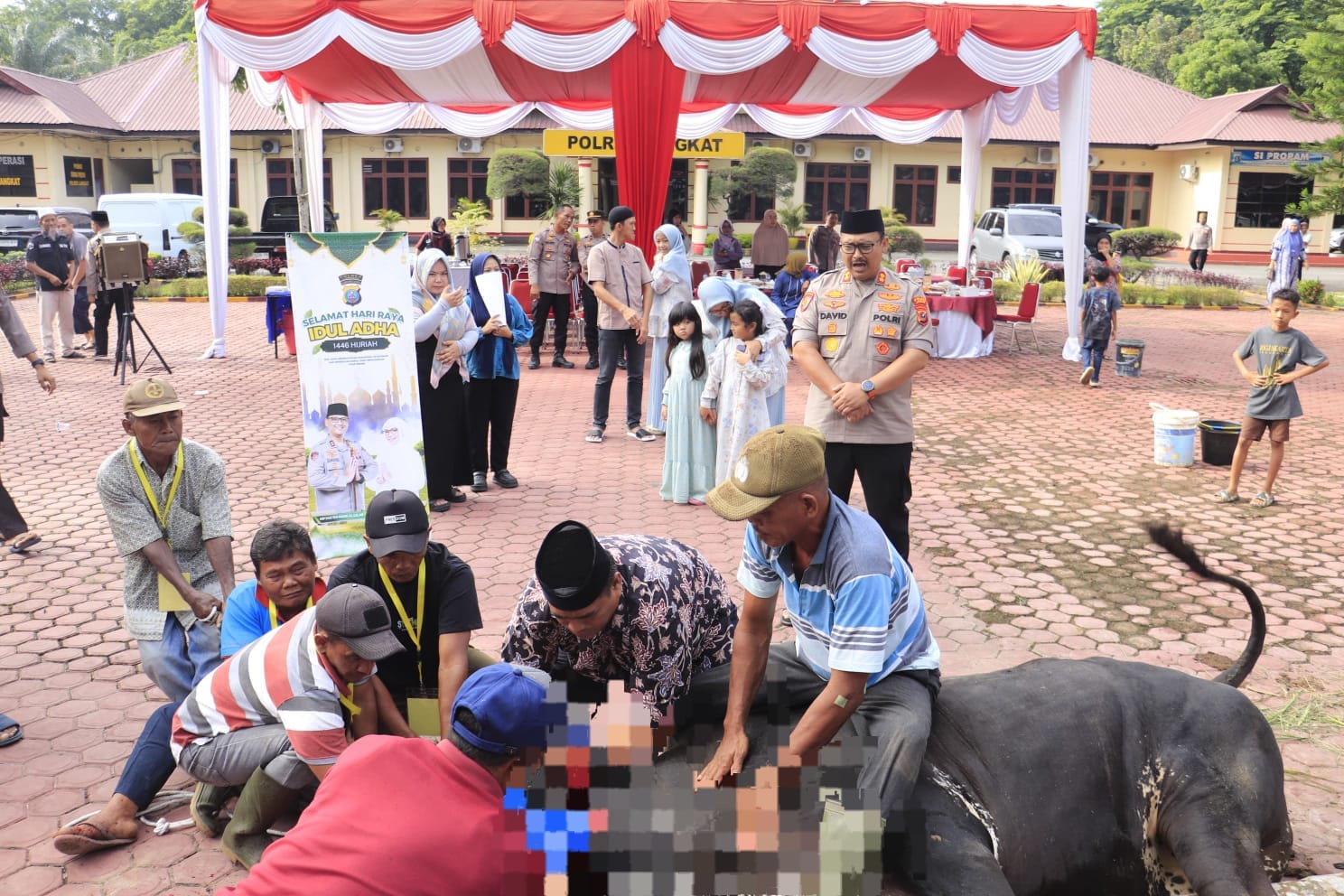 Polres Langkat Sembelih 12 Sapi Dan 5 Kambing