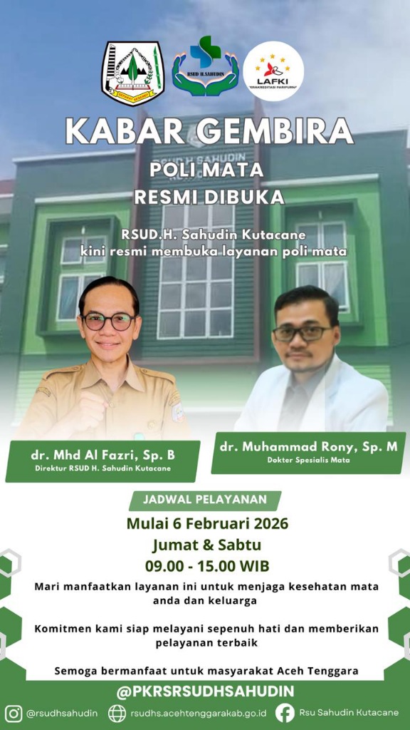 Poli Mata RSUD H Sahudin Kutacane Dibuka 6 Februari