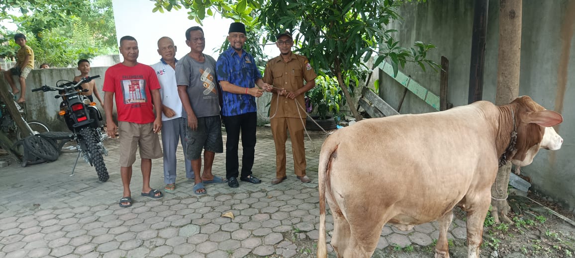 Sambut Idul Fitri, Ketua DPD KOMBAT Deliserdang Serahkan Bantuan Satu Ekor Letmbu