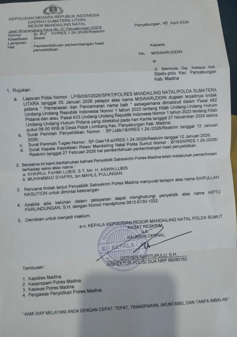 Format Sp2hp Keluar SP2HP, Saipullah Nasution Bakal Dipanggil Polisi | Waspada