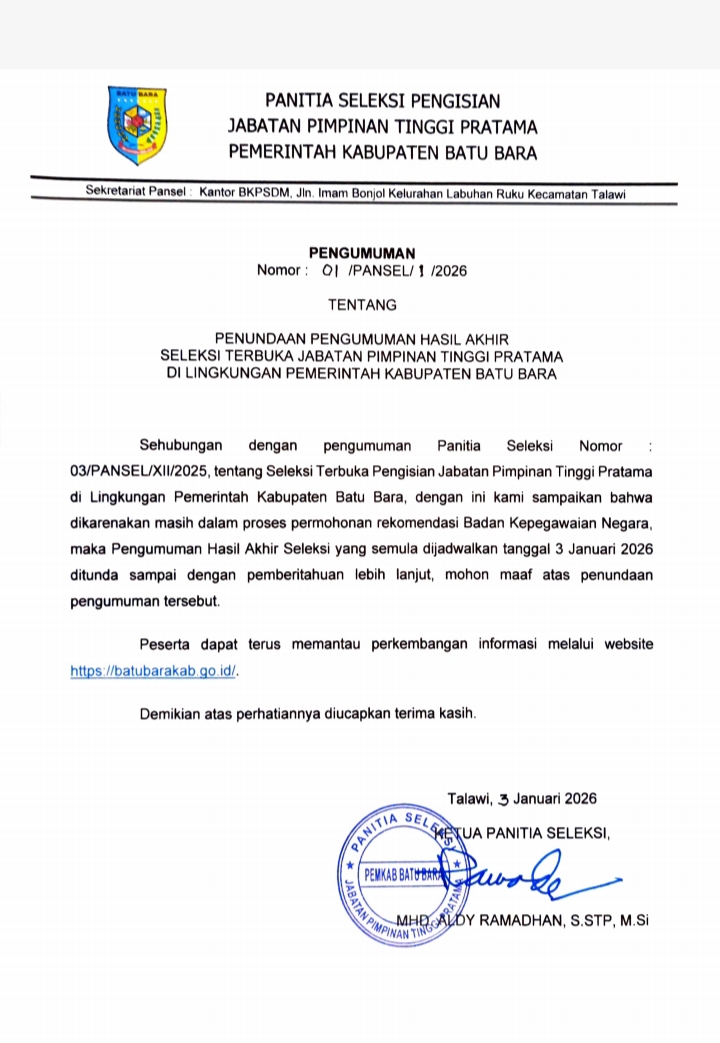 Tarik Ulur Pejabat Tinggi Pratama Tak Kunjung Usai, Birokrasi Pemkab Batubara Mandek