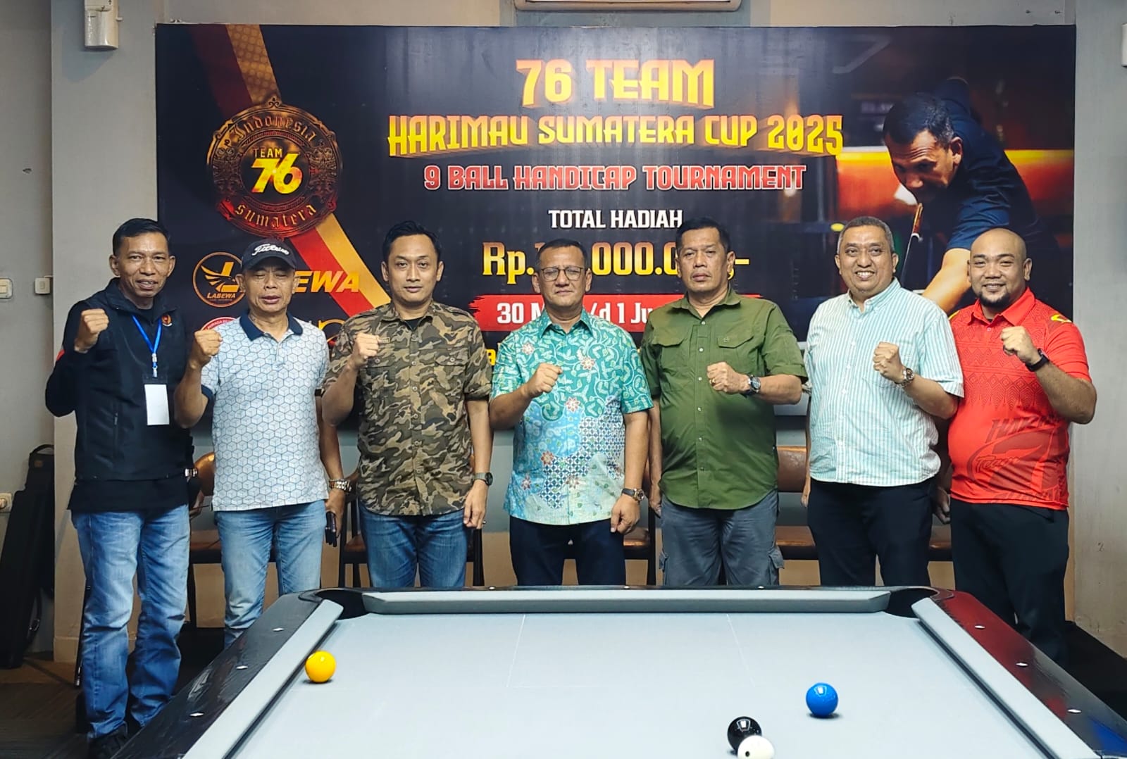 KONI Medan Apresiasi Turnamen Biliar 76 Team Harimau Sumatera Cup