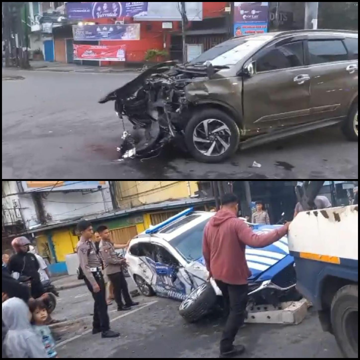 Mobil Polantas Dan Terrios Ringsek Usai Tabrakan