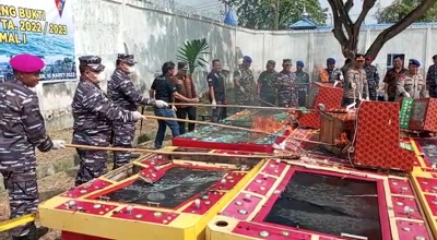 Jelang Ramadhan, Pomal Lantamal I Musnahkan Puluhan Mesin Judi Ketangkasan