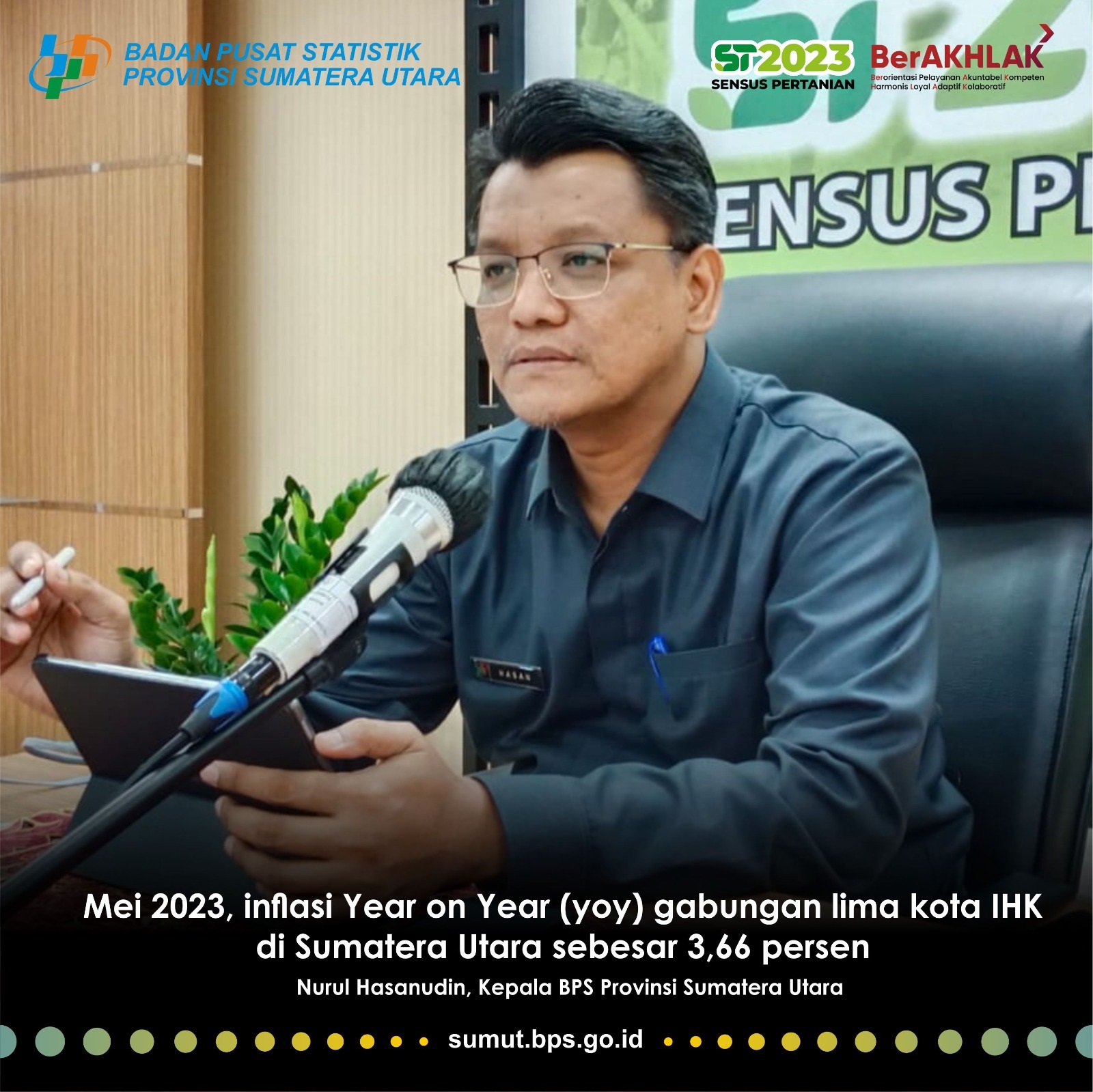 Mei 2023, Sumut Inflasi 0,27 Persen