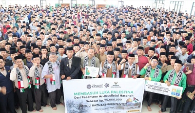 Baznas Sumut Terima Donasi Pesantren Raudathul Hasanah Untuk Palestina