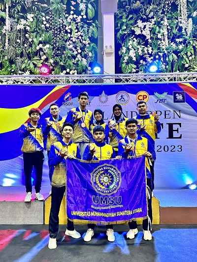 Mahasiswa UMSU Sabet 3 Medali Di Kejuaraan Karate Thailand Open