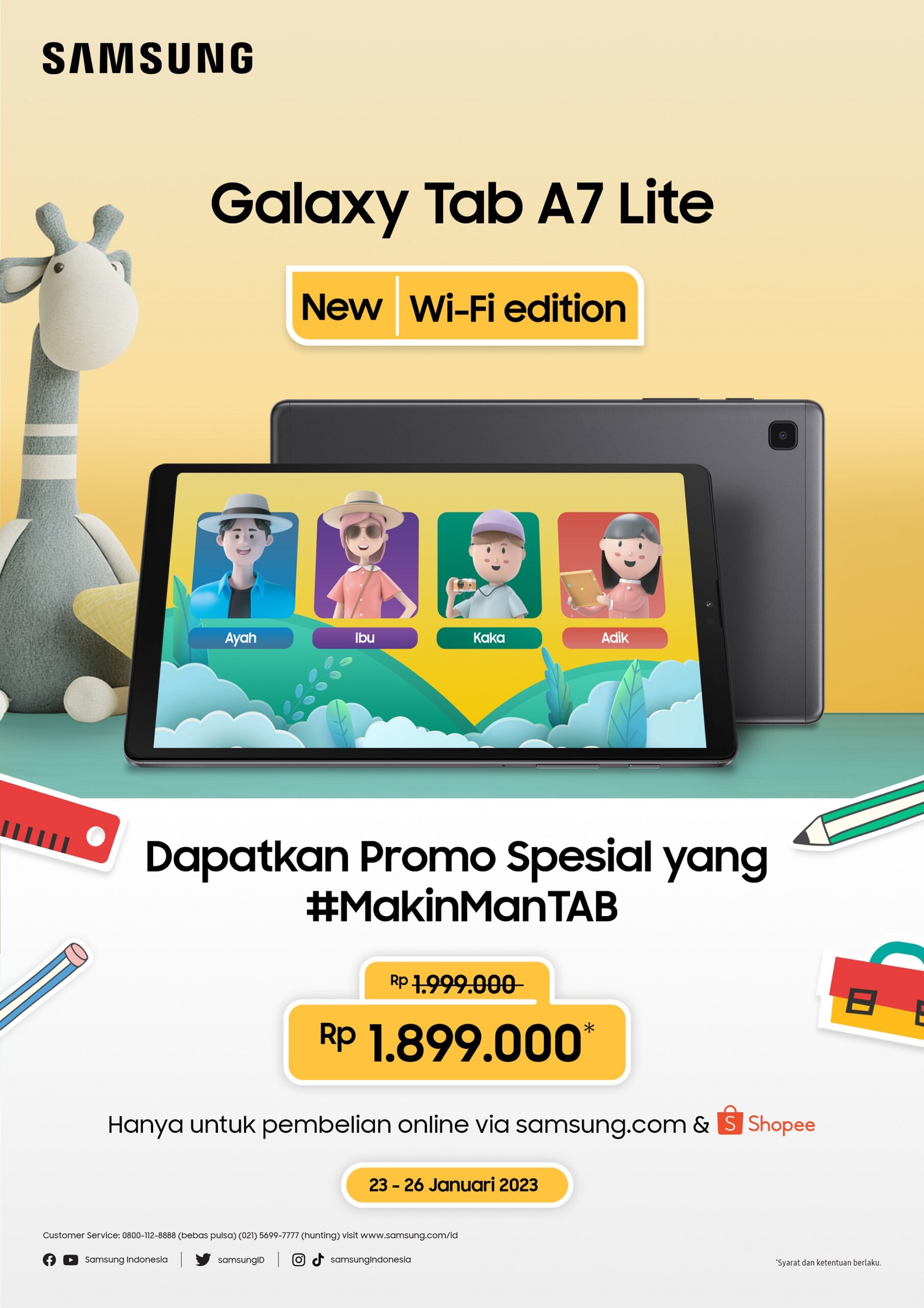 Makin ManTAB Beraktivitas Bersama Anak dengan Tablet Sejutaan Samsung Galaxy Tab A7 Lite Wi-Fi