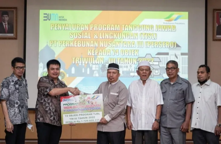 PTPN III Salurkan 1,7 Milyar Dana Program TJSL Periode Triwulan III Tahun 2022