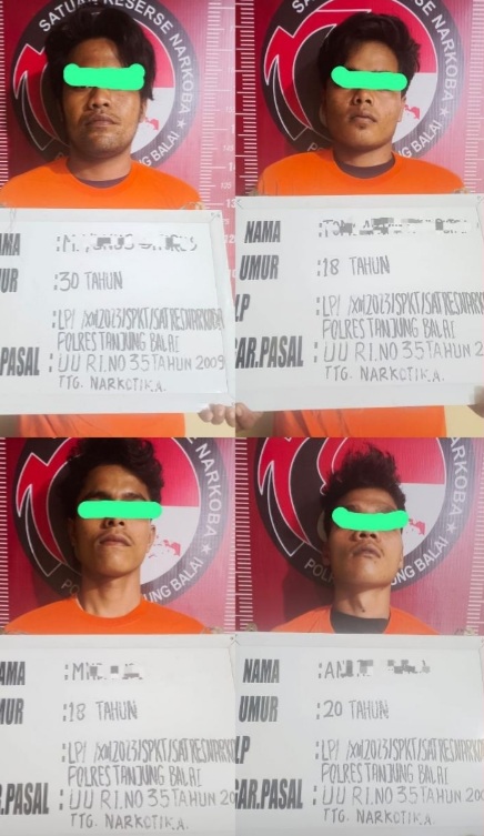 Polsek Sei Tualang Raso Amankan Empat Lelaki Sindikat Narkoba