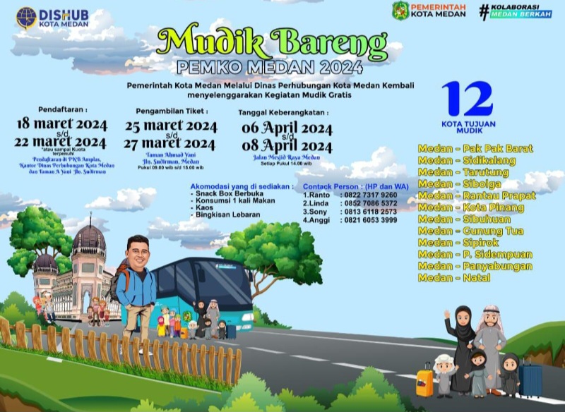 Pemko Medan Kembali Gelar Program Mudik Bareng 2024, Kouta 6.000 Pemudik