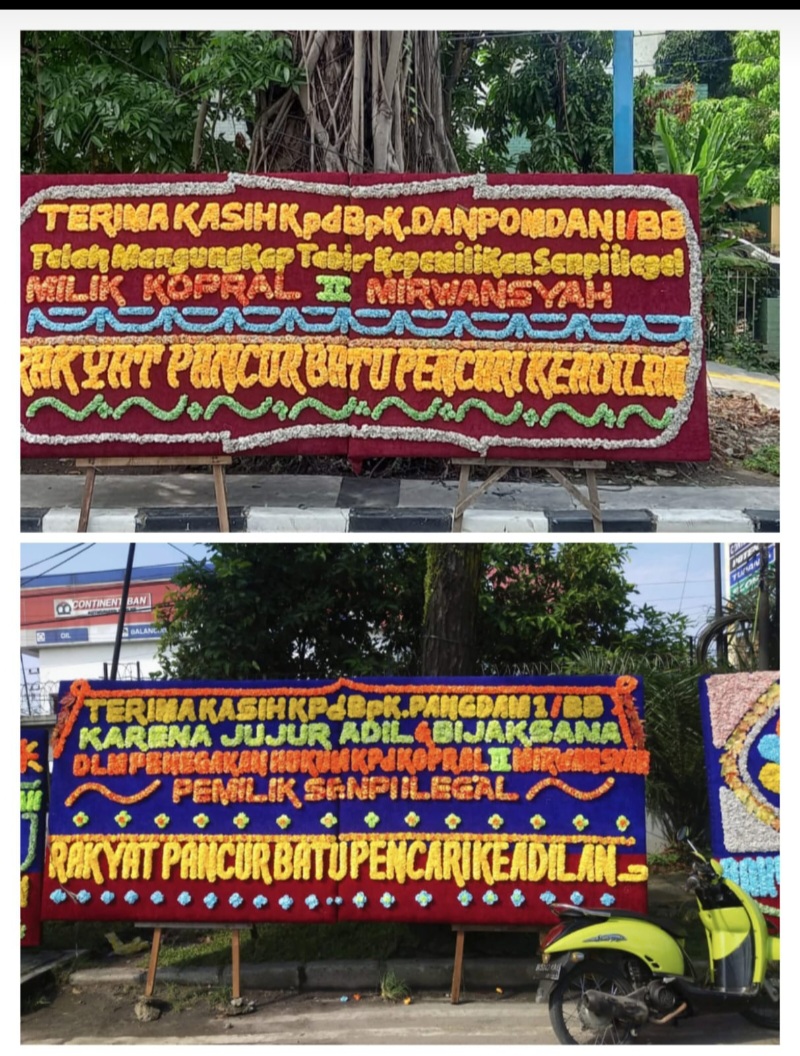 Masyarakat Pancurbatu Kirim Papan Bunga Untuk Pangdam I/BB
