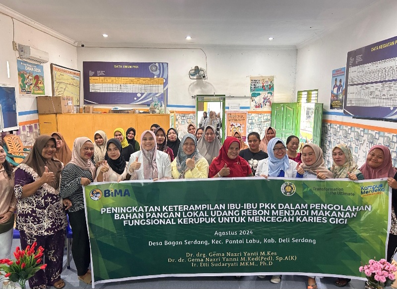 Cegah Gigi Berlubang, LPPM USU Ajarkan Warga Pantai Labu Membuat Kerupuk Udang Rebon