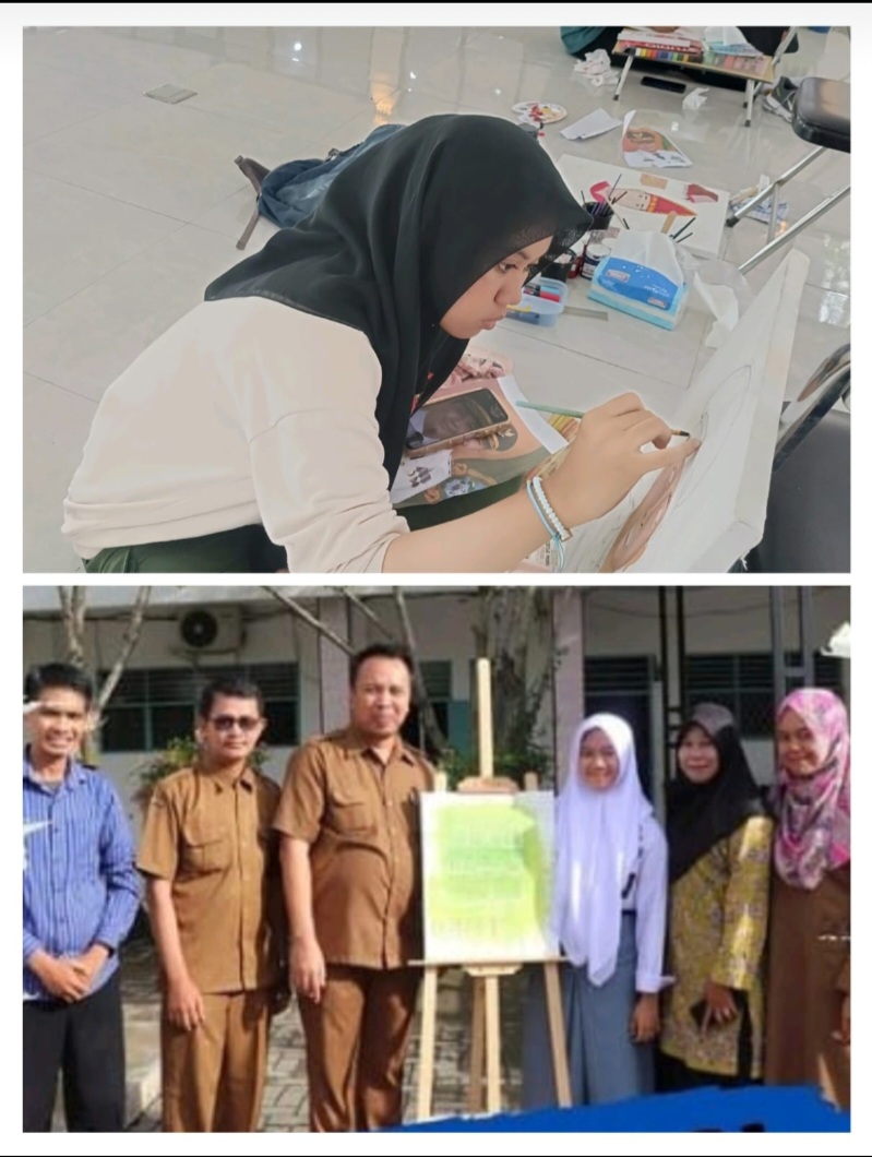 Siswa SMAN 1 Lubuk Pakam Peserta Lomba Melukis Di Ajang Festival Seni Dan Budaya Pelajar Se-Sumut