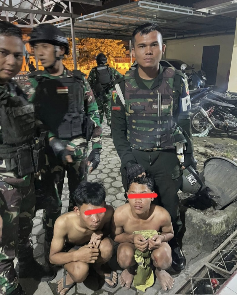 Denpom I/5 Ringkus Dua Anggota Geng Motor Bersenjata Pedang Samurai