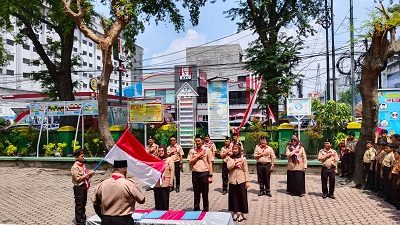 Usai Dikukuhkan Siswa SMPN 7 Medan Diajak Aktif Latihan Pramuka