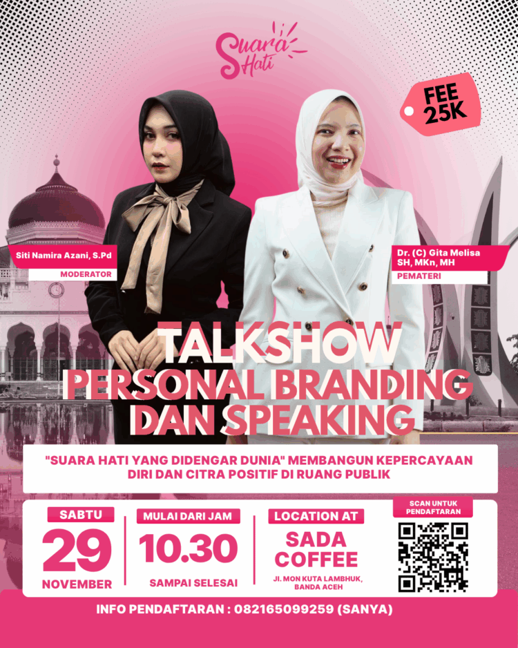Komunitas Suara Hati Gelar Talkshow Personal Branding dan Speaking Di Banda Aceh