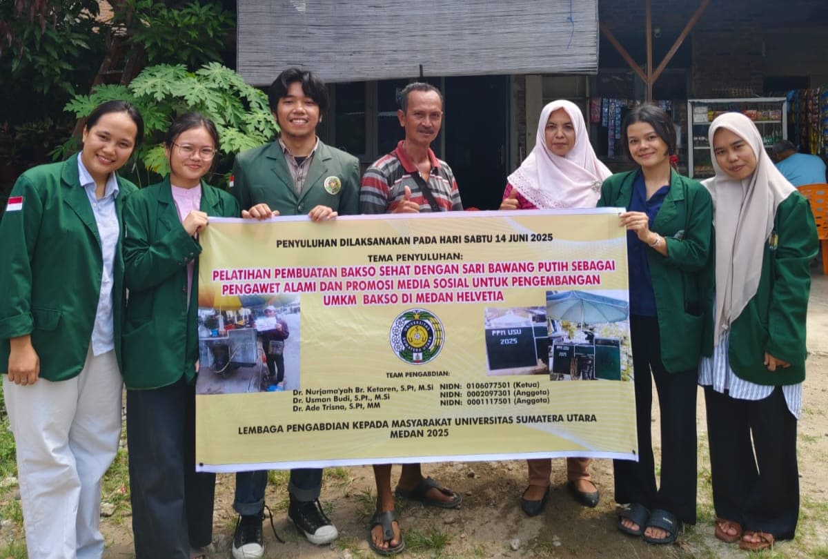 Dosen USU Kenalkan Sari Bawang Putih Sebagai Pengawet Alami Bakso Untuk UMKM Helvetia