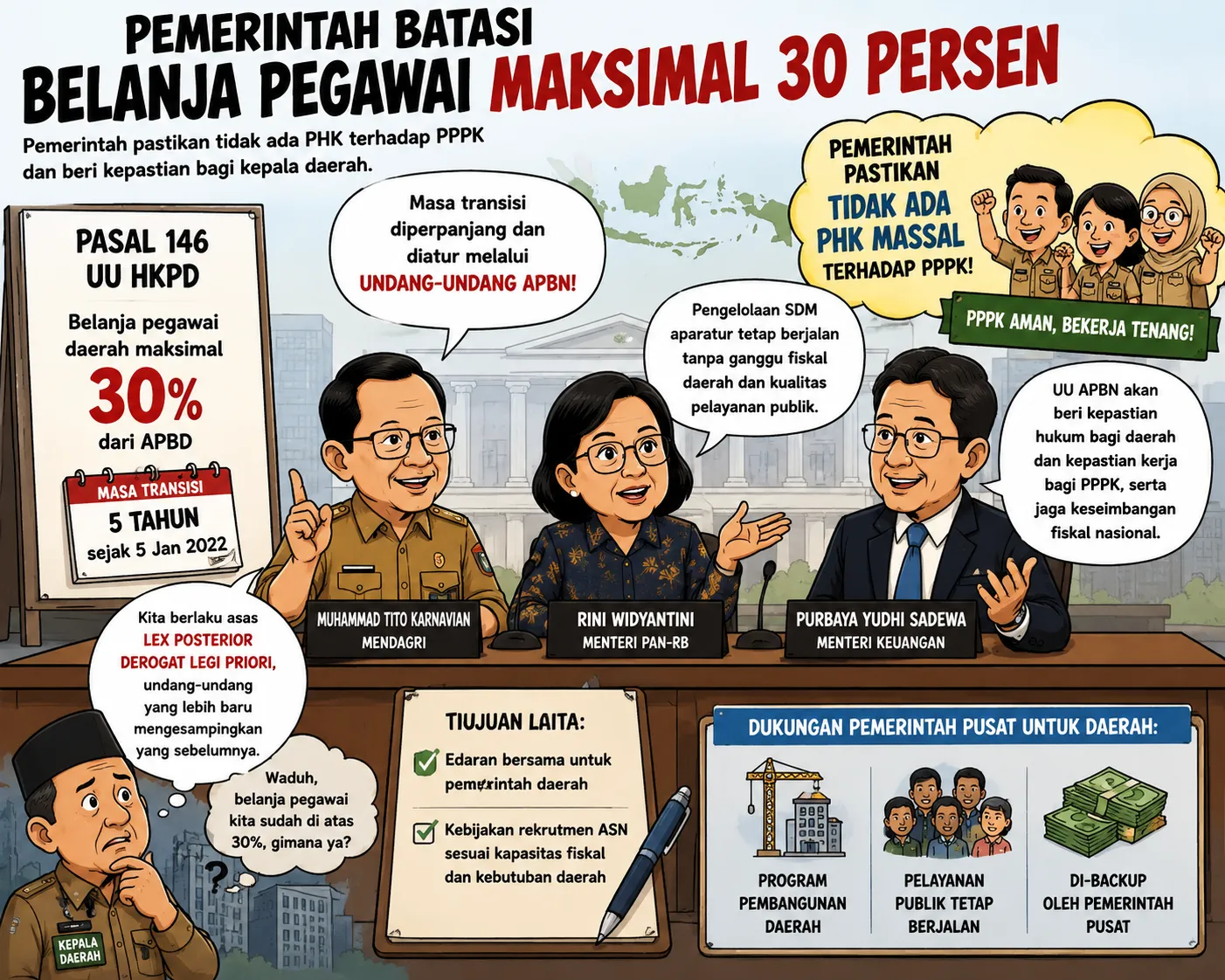 Belanja Pegawai Dibatasi Maksimal 30 Persen, Pemerintah Pastikan Tak Ada PHK PPPK