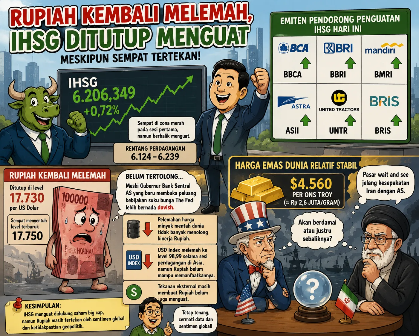 Rupiah Kian Tertekan, IHSG Tetap Menghijau Di Tengah Ketidakpastian Global