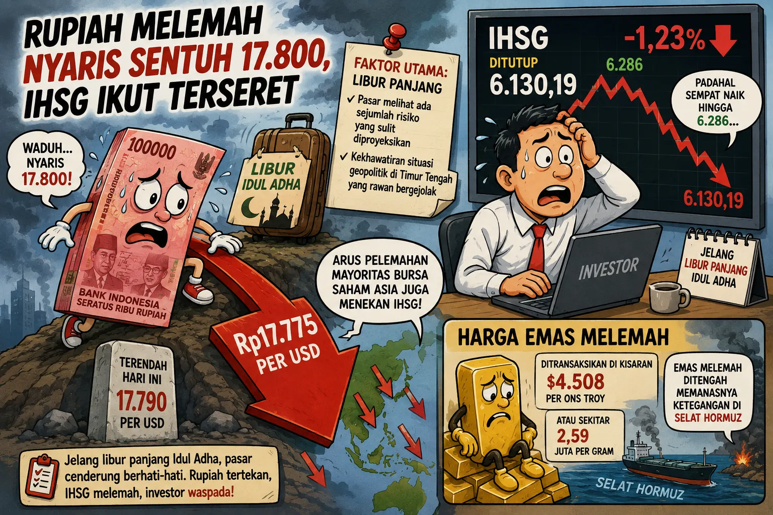 Rupiah Nyaris Sentuh Rp17.800 Per Dolar AS, IHSG Ikut Terseret