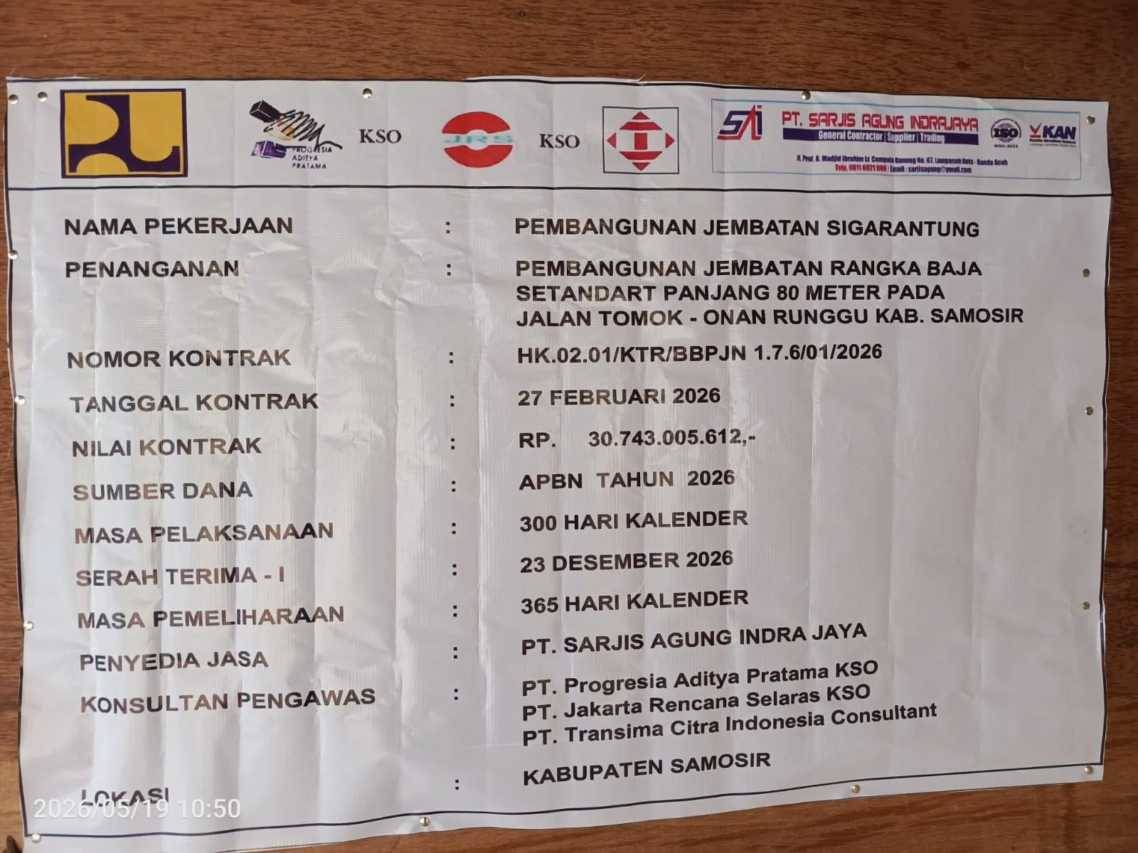 Kualitas Dipertanyakan, Proyek Jembatan Sigarantung Rp30 Miliar Tak Gunakan Beton Pabrikan