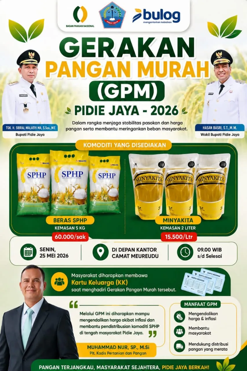 Besok, Gerakan Pangan Murah Digelar di Meureudu