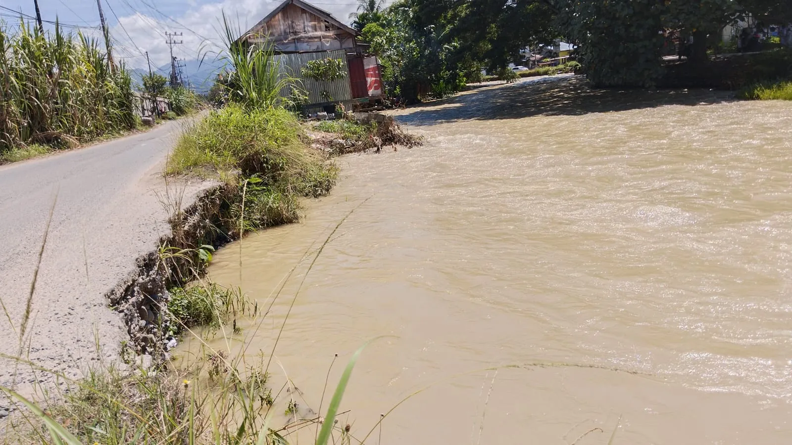 Jalan Manunggal di Aceh Tenggara Nyaris Putus Digerus Arus Kali Bulan, Ancam Keselamatan Pengguna Jalan