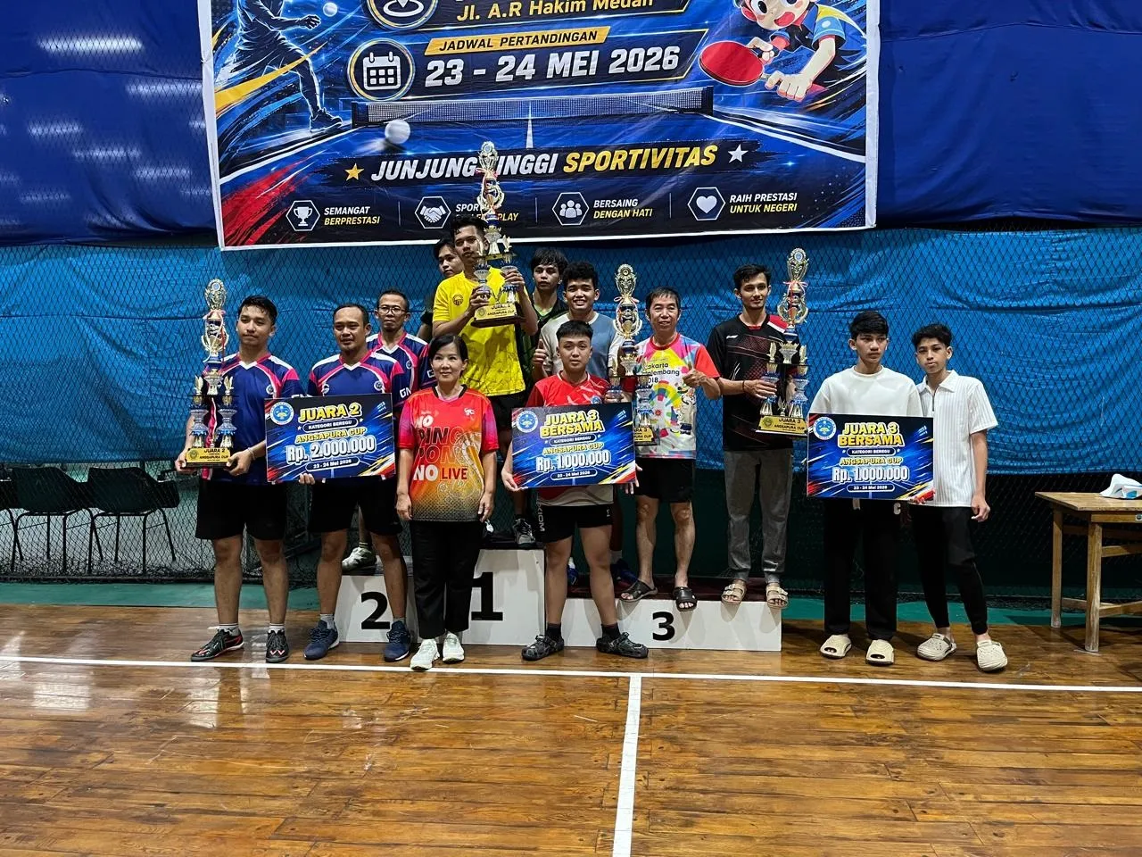 PTM Angsapura, PWI Sumut Berbagi Juara Turnamen Tenis Meja Angsapura Cup 2026