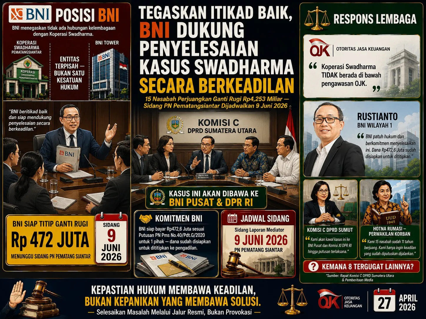 Di Depan DPRD Sumut, BNI Tegas Ingin Kasus Koperasi Swadharma Cepat Selesai
