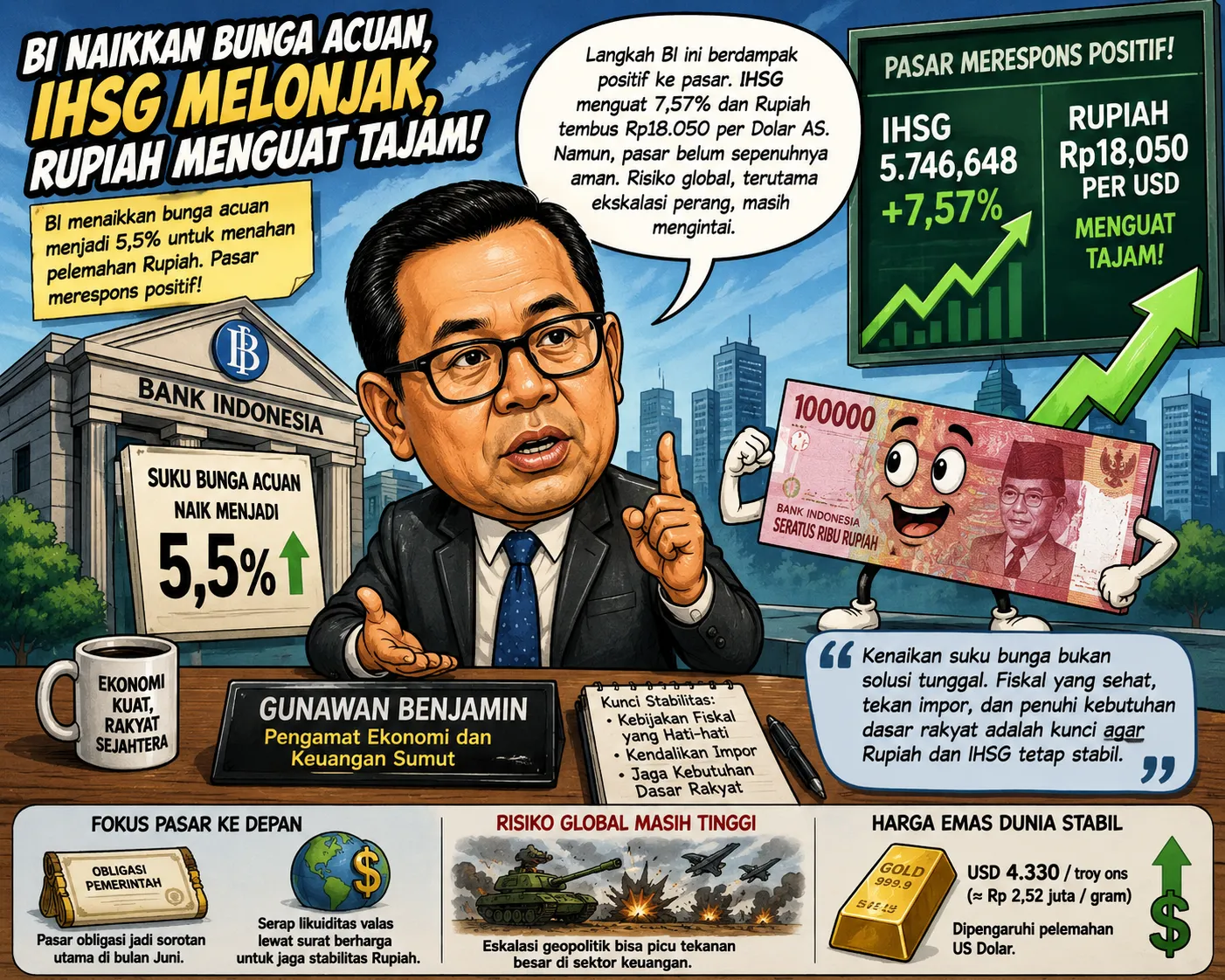 BI Naikkan Suku Bunga Acuan, IHSG Dan Rupiah Menguat Tajam