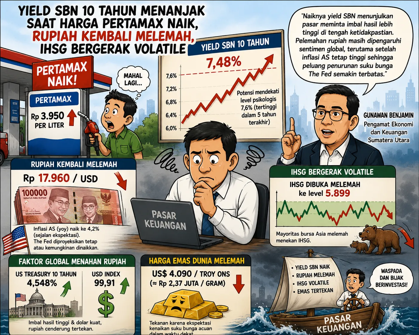 Yield SBN Menanjak, Rupiah Melemah, Pasar Keuangan Bergerak Volatile