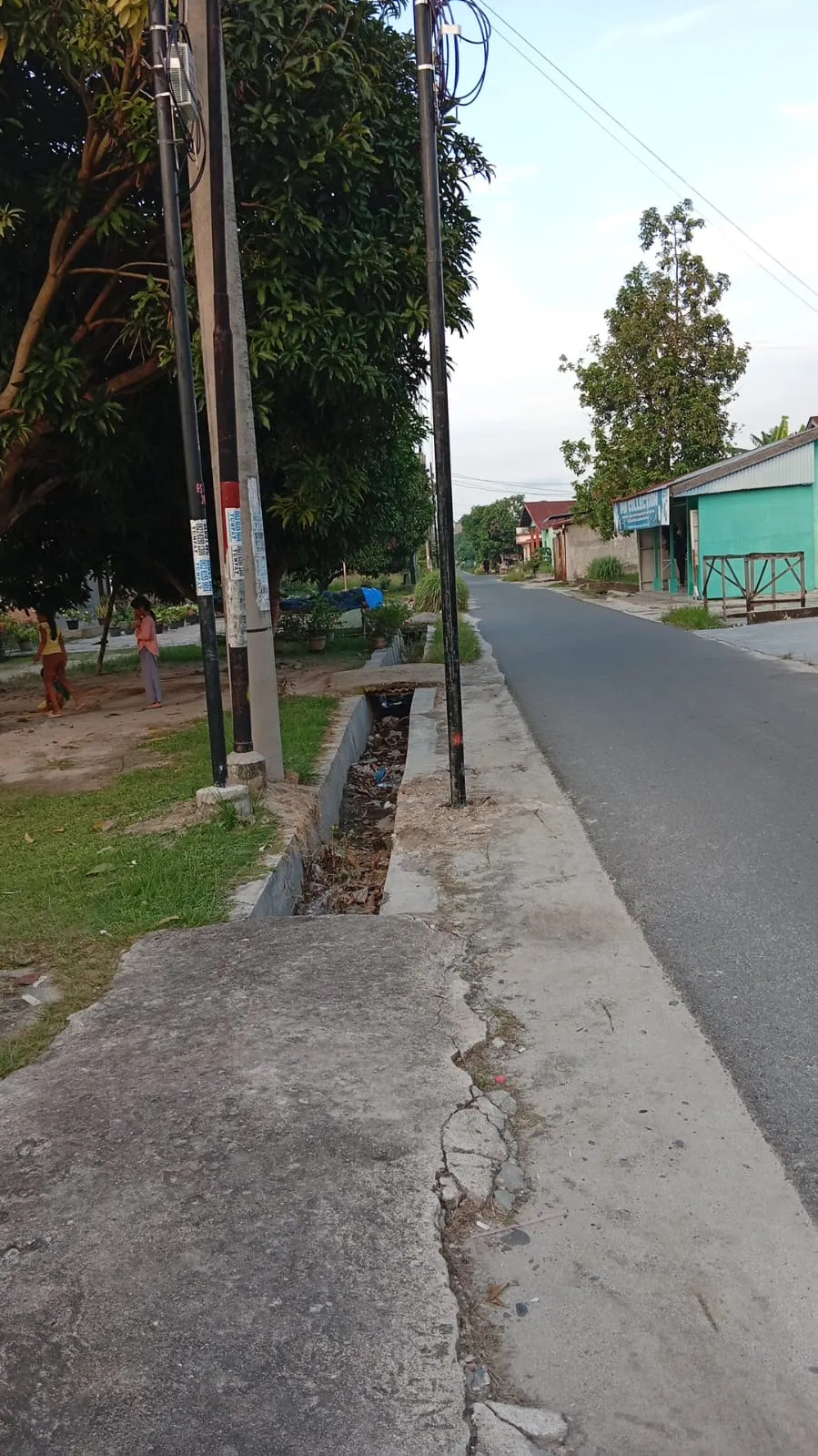 Warga Beringin Resah, Tiang Jaringan Internet Di Bahu Jalan Bahayakan Pengguna Jalan