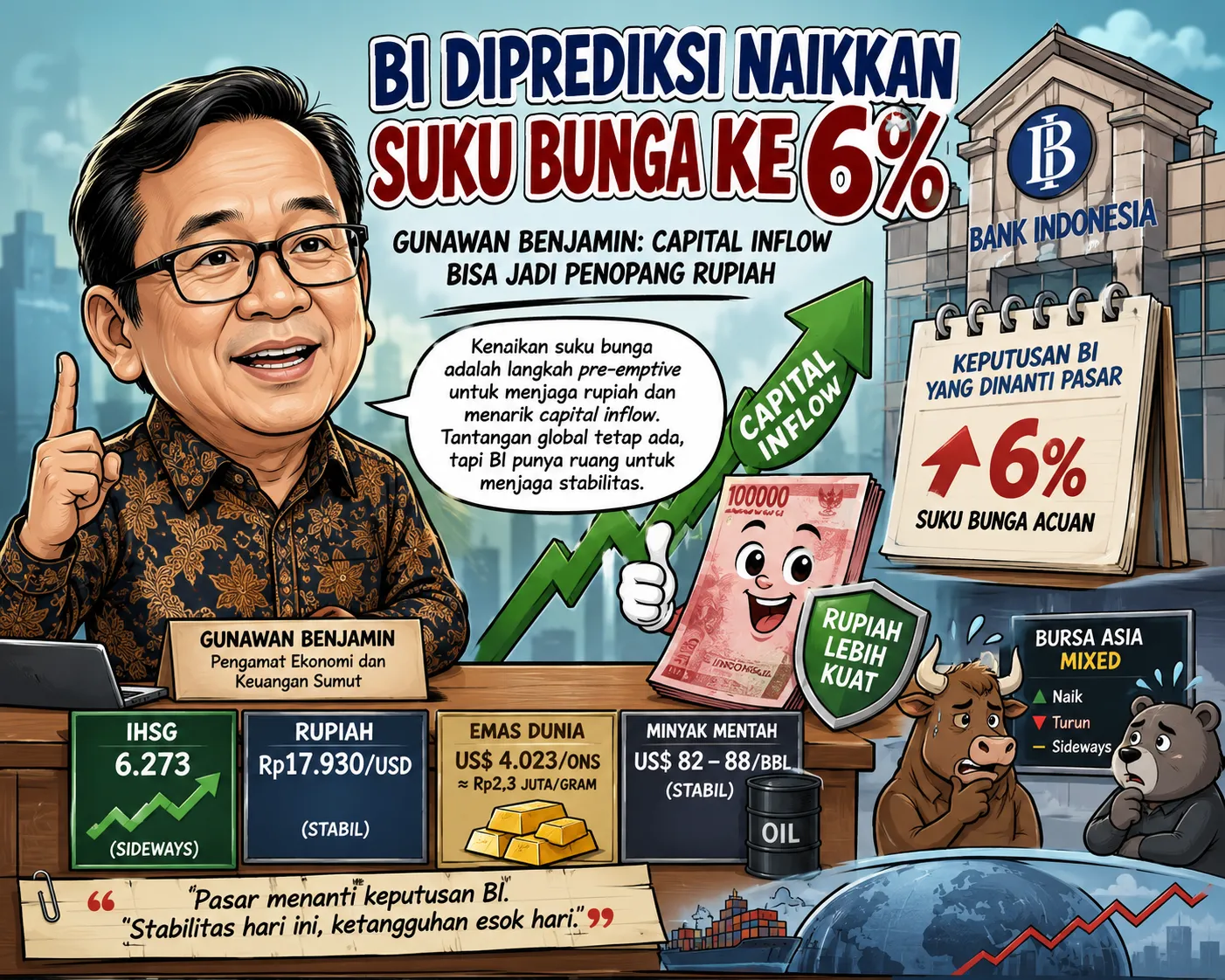 BI Diprediksi Naikkan Suku Bunga, Capital Inflow Bisa Jadi Penopang Rupiah