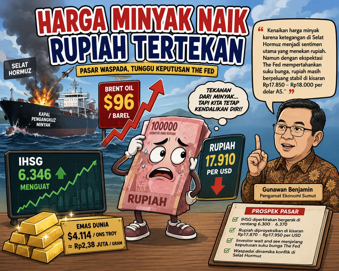 Harga Minyak Melonjak, Rupiah Tertekan