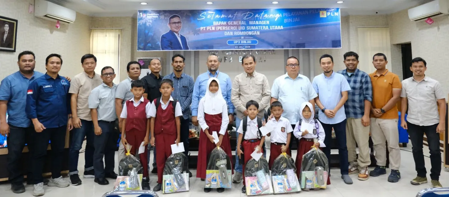 Peringati Hari Anak Nasional 2026, PLN UP3 Binjai Salurkan Paket Pendidikan