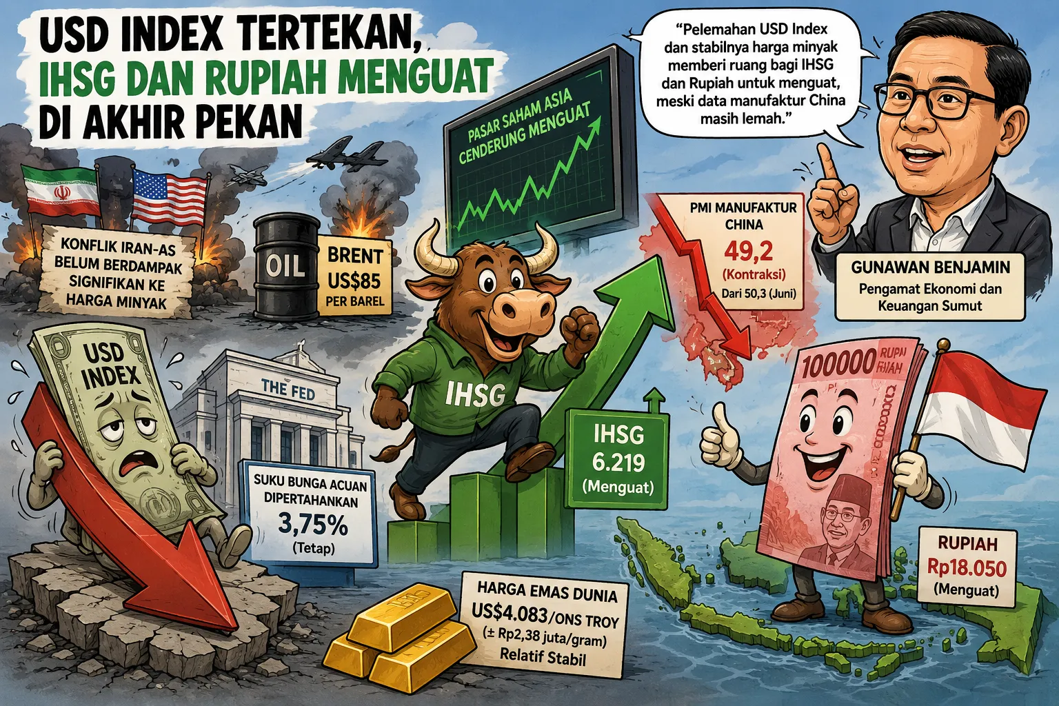 USD Index Tertekan, Rupiah dan IHSG Berpeluang Menguat Meski Dibayangi Perlambatan China