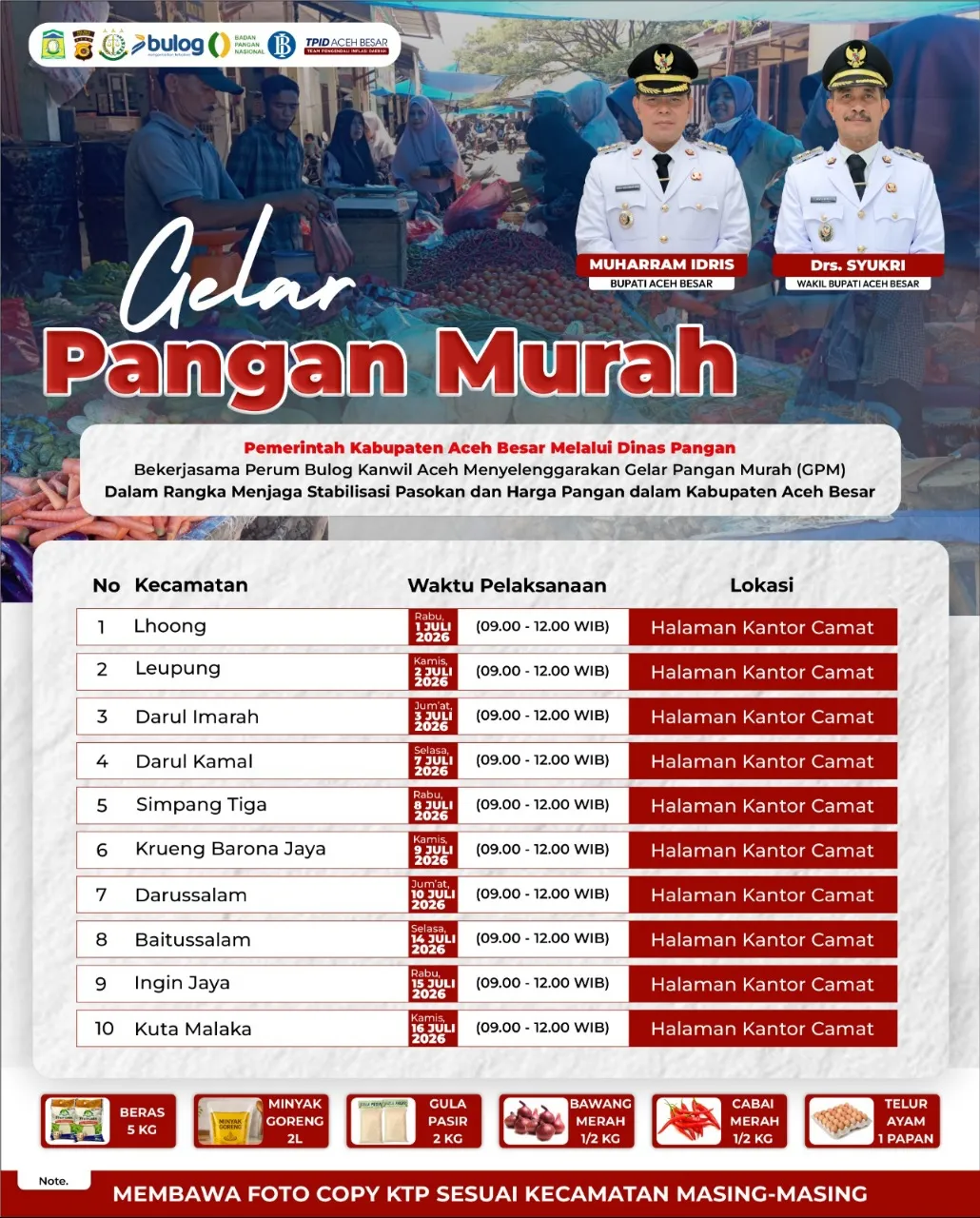 Pemkab Aceh Besar Gelar Pangan Murah di 10 Kecamatan, Jaga Stabilitas Harga