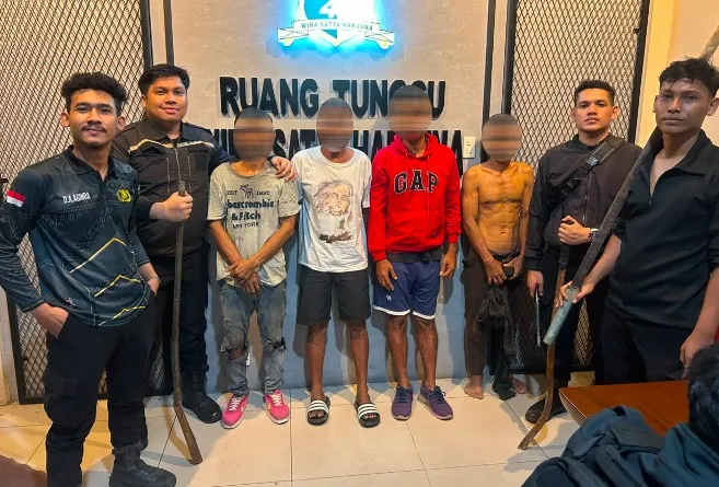 Patroli KRYD Polres Pelabuhan Belawan Amankan Empat Terduga Pelaku Tawuran dan Empat Sajam