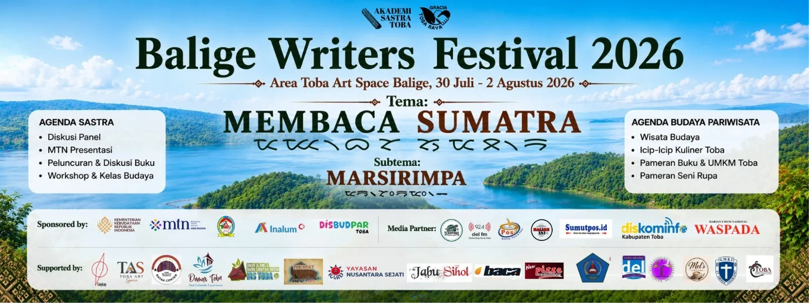 Balige Writers Festival 2026 Angkat Tema "Membaca Sumatra", Hadirkan 40 Penulis Nasional dan Lokal