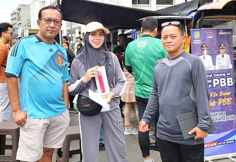 Olahraga Sambil Tunaikan Kewajiban Pajak di Pojok PBB dan Samsat Keliling CFD Kota Medan