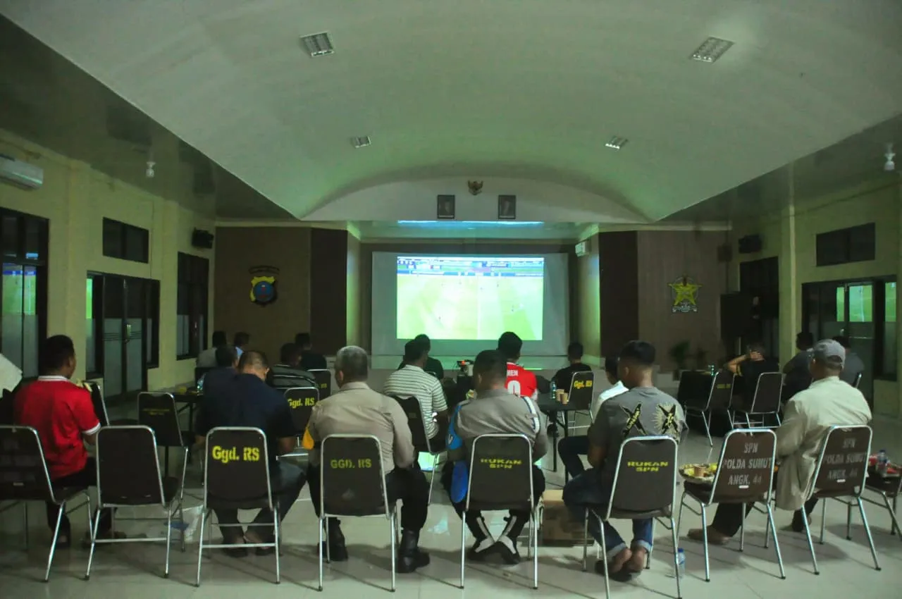 Nobar Timnas Di SPN Hinai Poldasu Tumbuhkan Jiwa Patriotisme