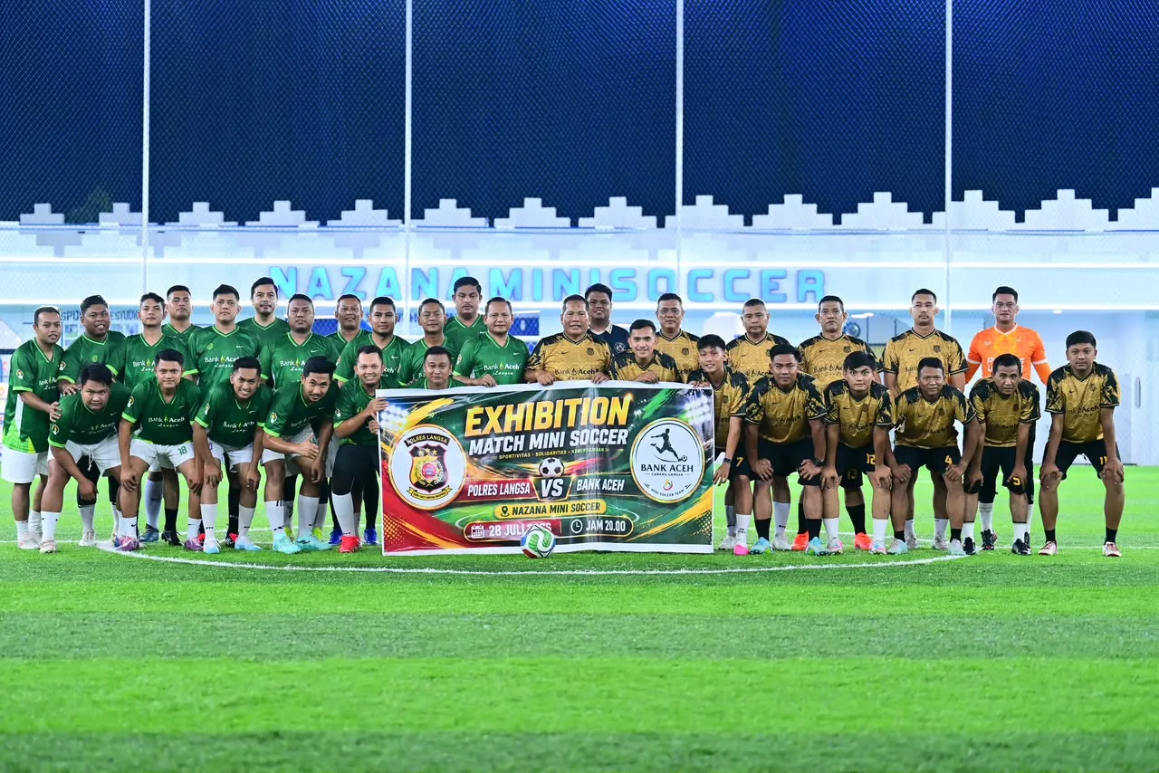 Duel Sengit, Laga Eksebisi Polres Langsa vs BAS Langsa Berakhir Imbang 4-4