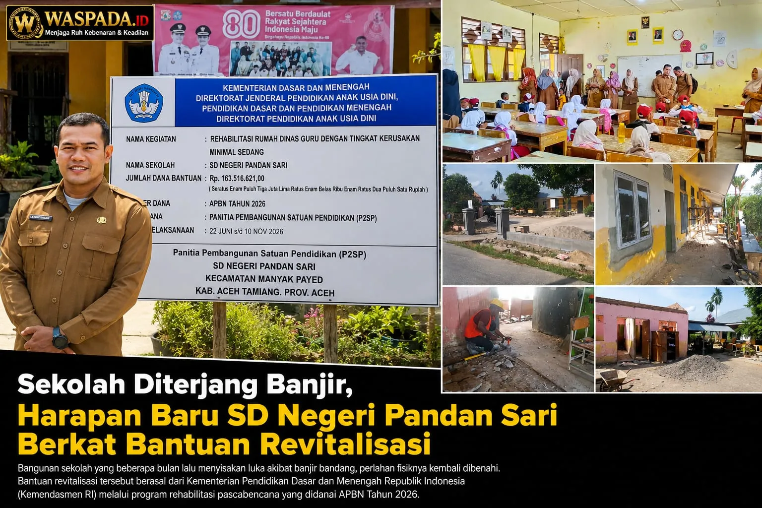 Sekolah Diterjang Banjir, Harapan Baru SD Negeri Pandan Sari Berkat Bantuan Revitalisasi