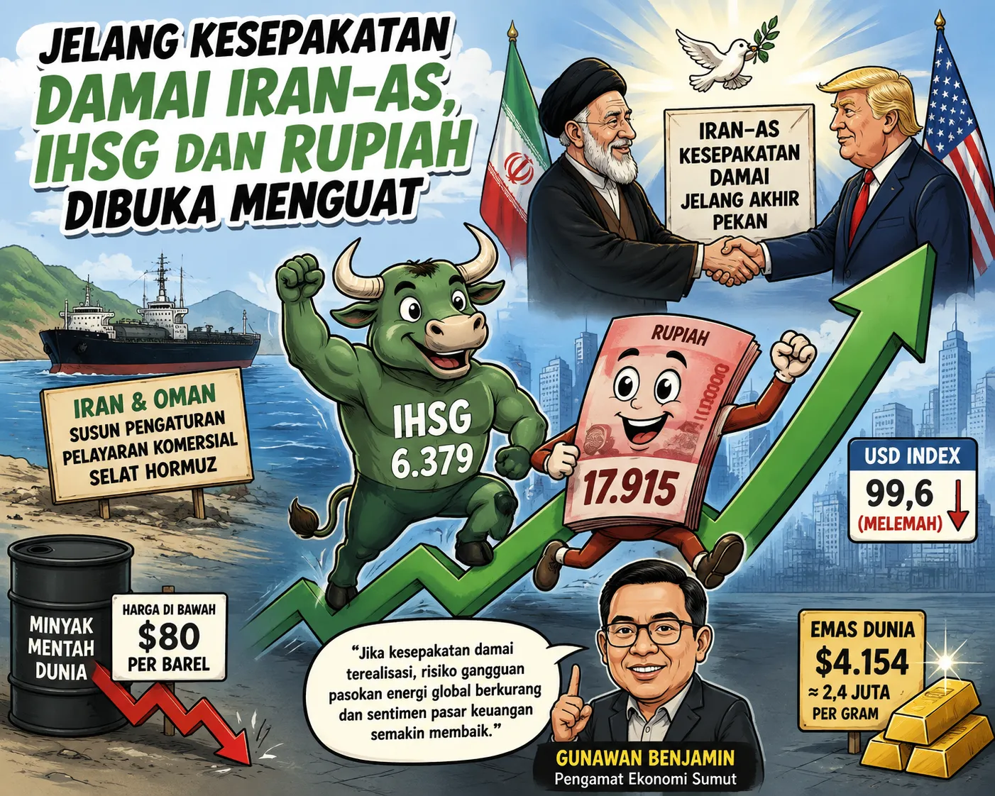 Jelang Kesepakatan Damai Iran-AS, IHSG dan Rupiah Dibuka Menguat